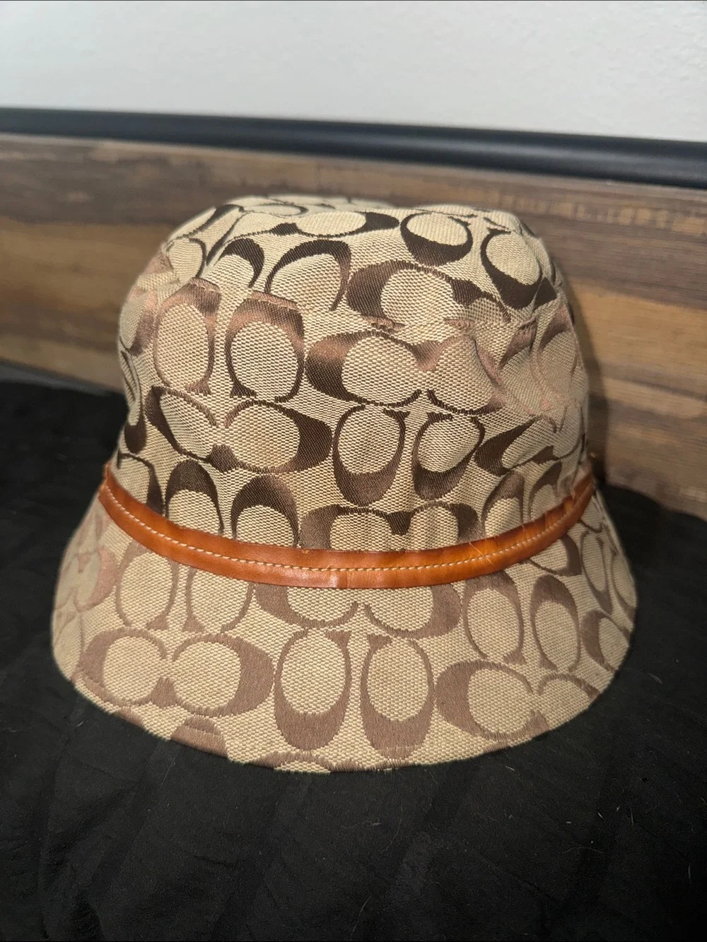 Coach Signature Monogram Bucket Hat in Brown and Tan